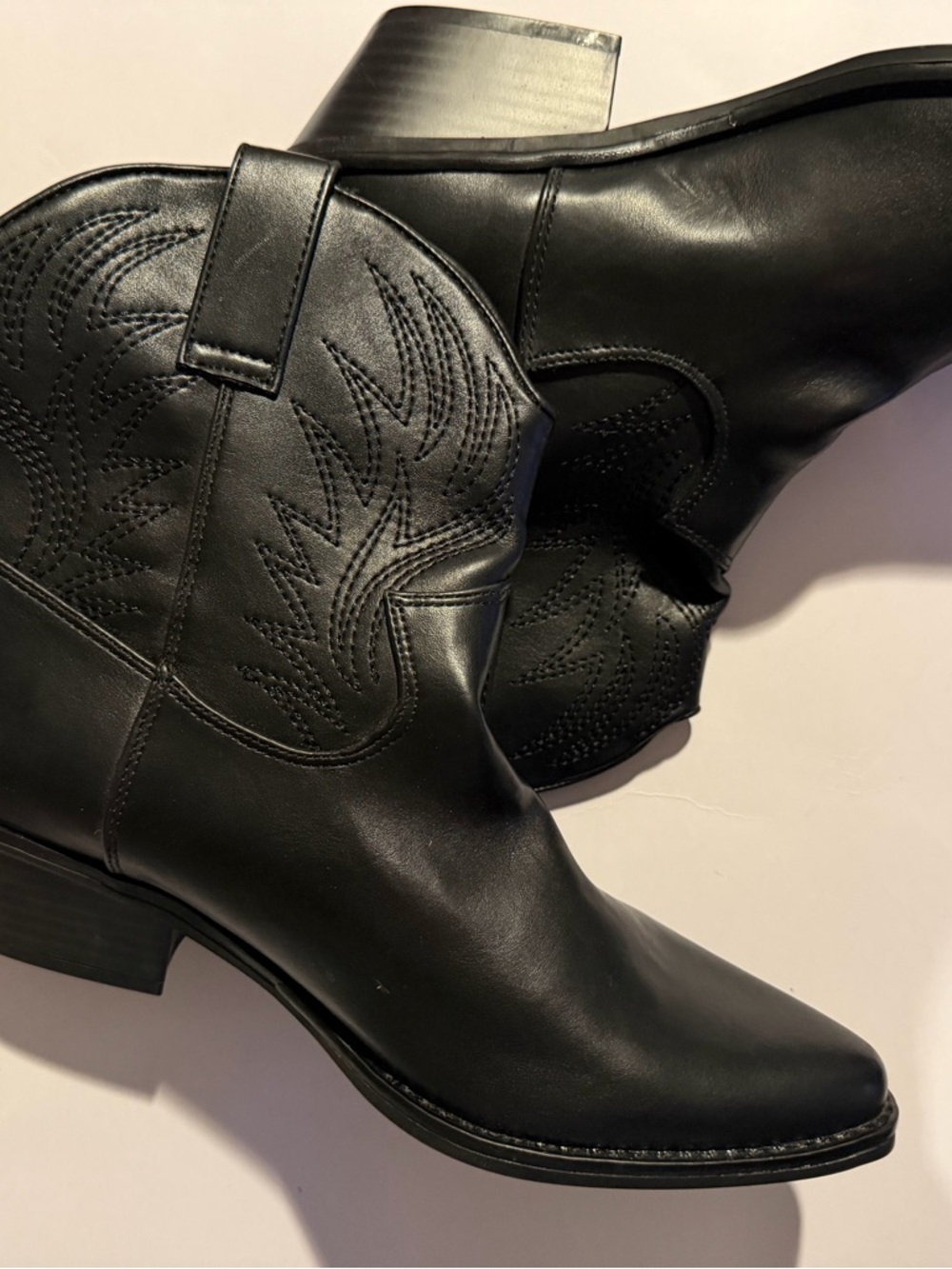 Universal Thread Black Western Ankle Booties with Embroidered Shaft